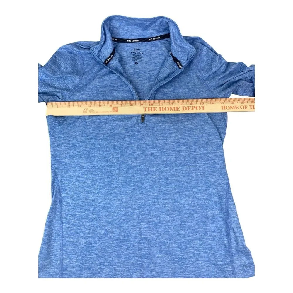 Nike Running Dri Fit Women’s 1/4 Zip Pullover Top, Long Sleeve, Blue, Size Small